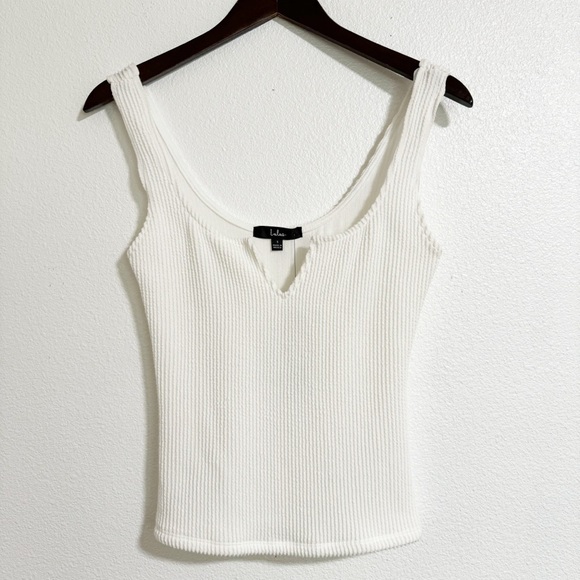 Lulus Elevated Energy Ivory Ribbed Notched Tank - Picture 3 of 13